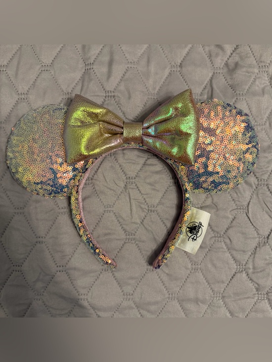 Disney Accessories - Disney Iridescent Sequin Minnie Ears Headband - Multicolor Pink Gold Green